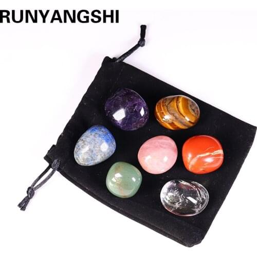 7pcs/set Natural Crystal seven chakras healing stone Large grain polished quartz Chakra Home decor Gift