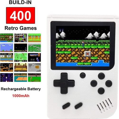 White Handheld Retro FC NES Game Console with 400 Games 3" Portable Gameboy AV TV Vintage Game Console