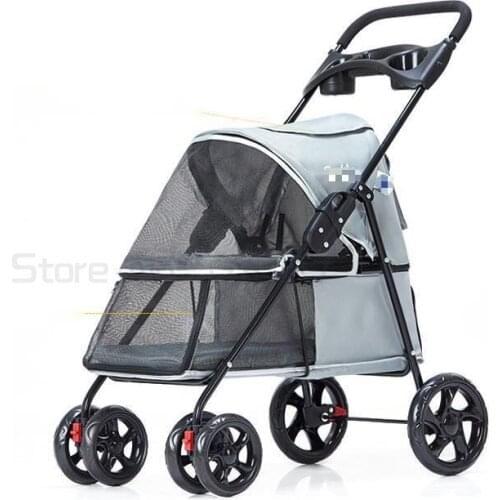 Four Wheel Small Pet Stroller Carrier for Little Dog and Cats Super Light and Breathable Oxford Pet Strollers Bearing