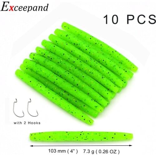 Exceepand Fishing Lures 2020 Lot 10 Senko Worms with 2 Hooks Salt Wacky Rig Soft Bait Hunting Bass Crappie Saltwater Accessories