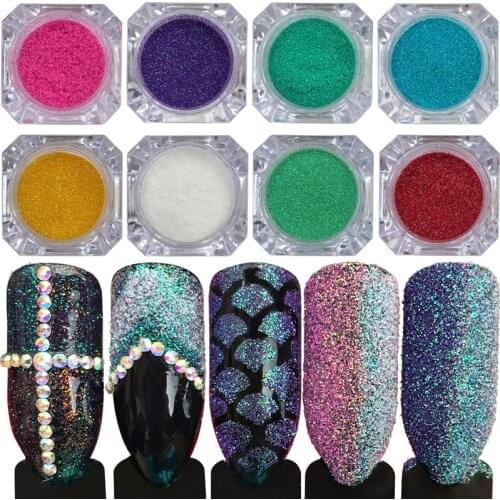 1pc Holographic Colorful Shining Nail Glitter Powder Ultra-thin Sugar Nail Dust Manicure Decor Nail Art Glitter Powder