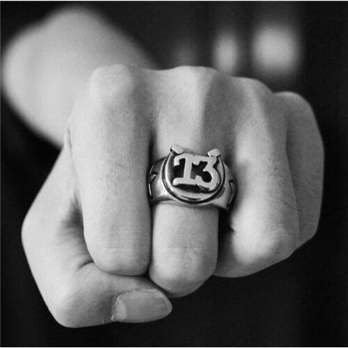 New Fashion Biker 13 Ring 316L Stainless Steel Men Ring Cool Party Man Fashion Star Lucky 13 Ring