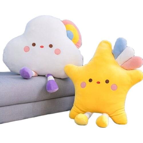 Cute Baby Face Thunder Cloud Tassel Rainbow Baby plush Throw Pillow Super Soft Cloud Baby Bed Decor Sleeping Pillow Cushion kids