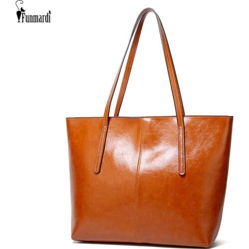 FUNMARDI 2021 Fashion Trendy Tote Bags Vintage Solid Color Shoulder Bags PU Leather Women Bags Casual High Capacity Female Bags