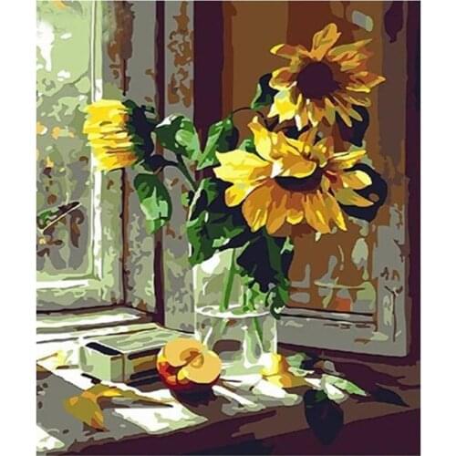Chrysanthemum Digital Oil Painting By Numbers Canvas Wall Picture DIY Hand Painted Home Decor for Adults Beginner