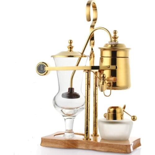New Belgian Royal Coffee Maker Stainless Steel Golden Balance Syphon Maker High Quality Heat Resist Glass Balancing Syphone