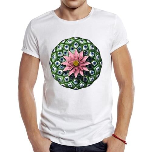 2021 Mens New Fashion Psychedelic Peyote Cactus Design Short Sleeve T-Shirt Cool Printed Tops Hipster Tee Shirts