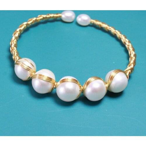 Wholesale Bulk Winding Potato Natural Pearl Cuff Bracelets Copper Chain Fashion Jewelry Bracelets Luxury Designer For Women 55CM