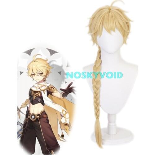 2021 Game Aether Cosplay Wig Genshin Impact Costumes Aether Headwear Heat Resistant Synthetic Braided Hair Halloween Headgear