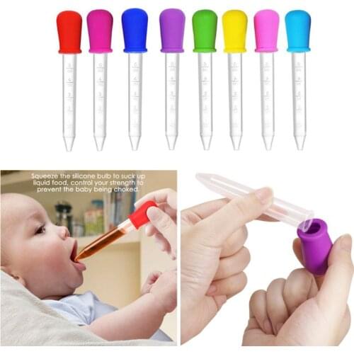 8 Pcs Baby Dropper Medicine Feeder Silicone Pipette Liquid Food Dropper 5ML P31B