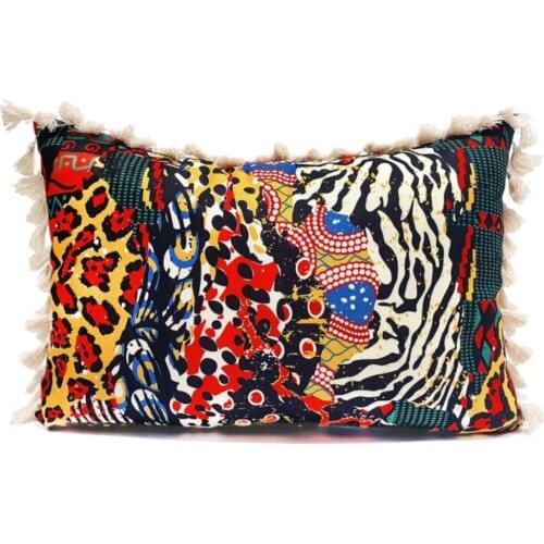 Safari Pattern Rectangle Tassels Decorative Pillow decorate Case 2021 New Cushion High Quality Home Decoration Sofa chair Accessory