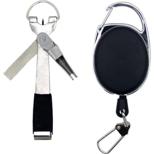 Fishing Quick Knot Tying Tool 420 Stainless Steel 4 in 1 Fly Line Clippers with Zinger Retractor