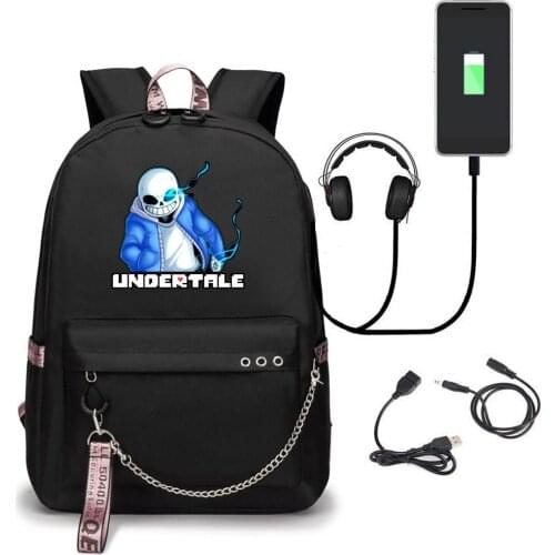 Undertale Backpack for Boys Girls Student School Bag with Usb Charging Printing Mochila Laptop Casual Travel Backbag