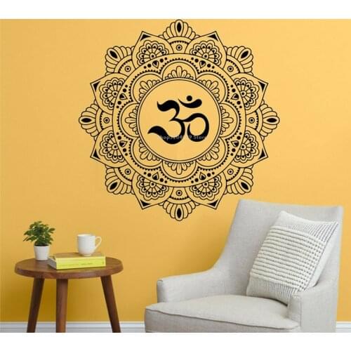 Mandala Lotus flowers Wall Sticker OM Symbol Namaste Removable Vinyl Decal Decor Bedroom Meditation Yoga studio posters DG351