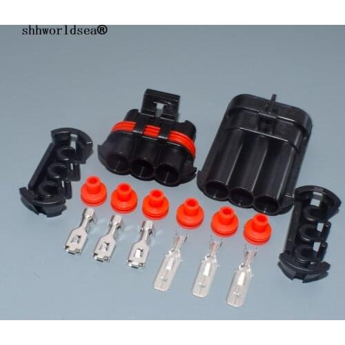 Shhworldsea 3 Pin 6.3mm car Waterproof Female And Male Automotive Cooler Fan Connector Auto Plug 12124685 15358681 For Haval H3