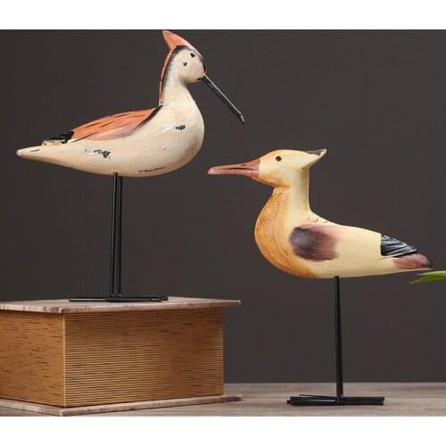 Nordic wood bird ornaments handmade painting bird living room decoration Home Furnishing counter simulation window decorations