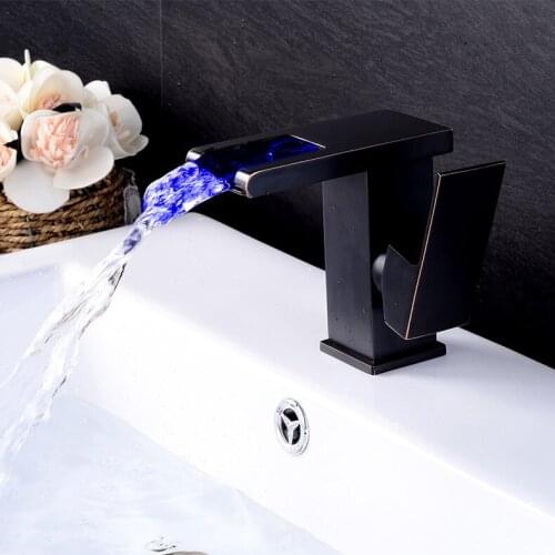 Vidric without battery LED Waterfall Faucet Bathroom Faucet Hydroelectric power LED Temperature sensor faucet (no tube together)