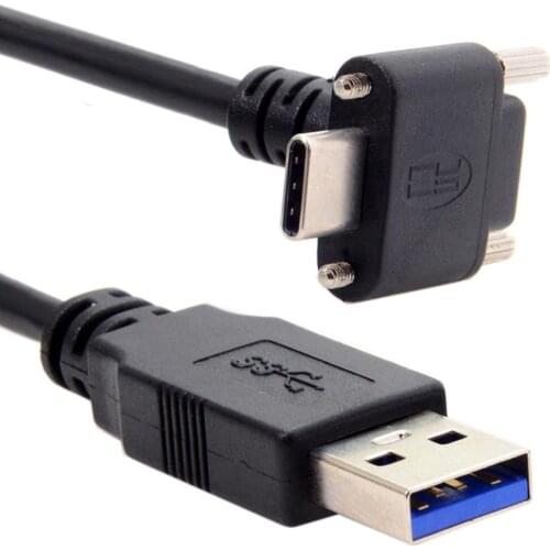 Angled USB 3.1 Type-C Dual Screw Locking to Standard USB3.0 Data Cable 90 Degree for Camera RealSense R200 SR300 D415 D435
