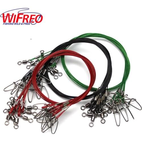 Wifreo 25Pcs 50cm 150LB Fly Fishing Lead Line Leader Wire Leading Line Assortment Sleeve Swivel Stainless Steel Rolling Swivels