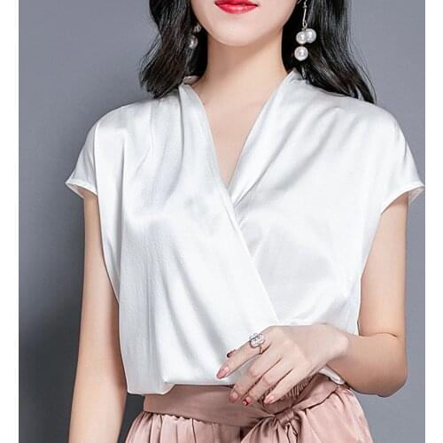 2020 summer new fashion v-neck loose mulberry silk t-shirt female short-sleeved t-shirt women summer 20201