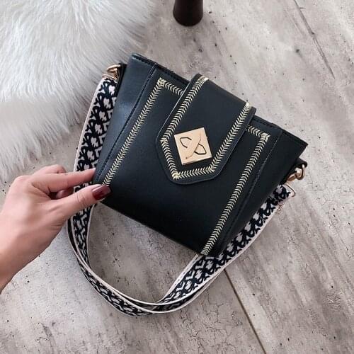 Drum fashion ladies Messenger bag cross flower womens shoulder bag black car line female handbag high quality PU party bags