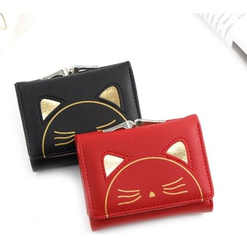 2020 Cartoon Ear Kitten Decortive Women Small Wallets PU Leather Fold Wallets ladies Girls Coins Purse Card Holder