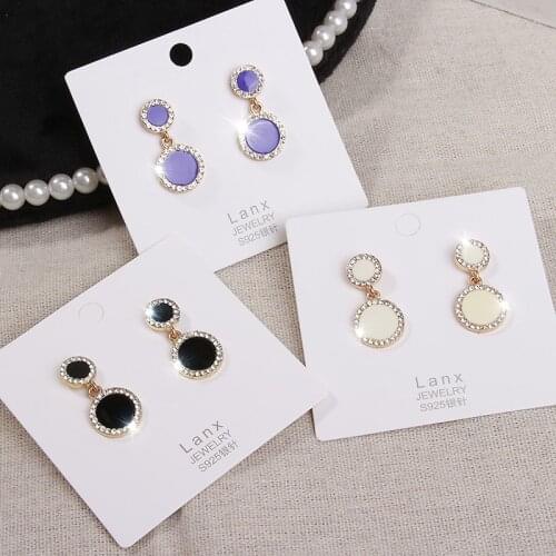 Punk Girl Earrings 2021 Fashion New Temperament Earrings Wild Simple Hypoallergenic Net Red Circle-shaped Crystal Earrings Kupe