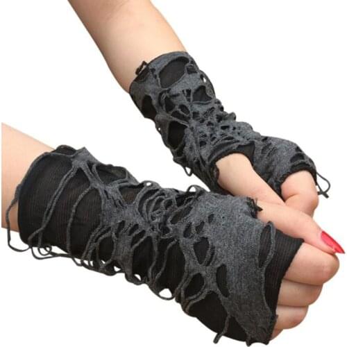 1Pair Halloween Gloves Sexy Gothic Black Fingerless Long Glove Halloween Funny Punk Rock Gloves Mittens Dance Cosplay Costume