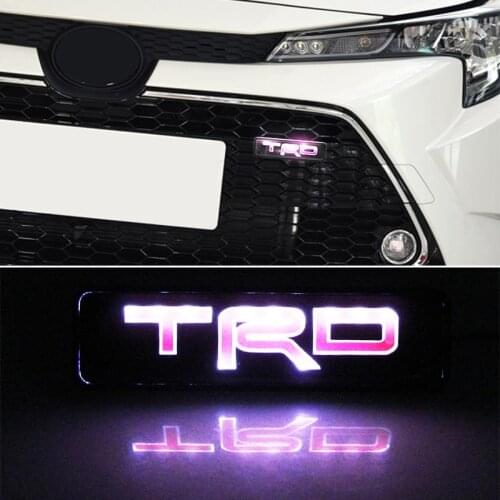 1pcs ABS Chrome Front Hood Grille LED Decorative Light for TRD Logo Crown Corolla Reiz Racing Car Accessories Automobile Goods