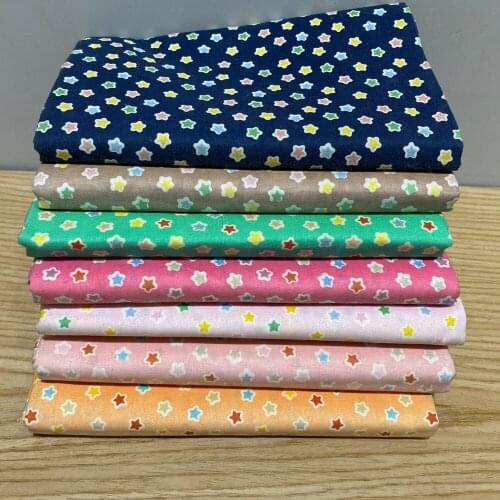 100% Cotton Printed Fabric By The Yard Colored Stars Pattern Sewing Supplies Material Clothes Dress Making Diy Crafts 45*145CM
