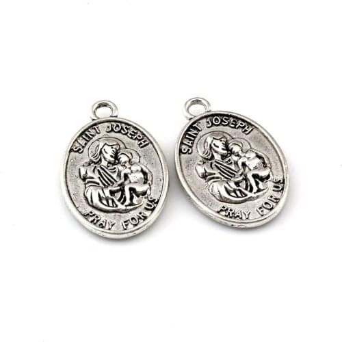 " SAINT JOSEPH PRAY FOR US" Zinc Alloy Charm Pendants Jewelry DIY Fit Bracelets Necklace 100Pcs/Lot 18x28mm A-439