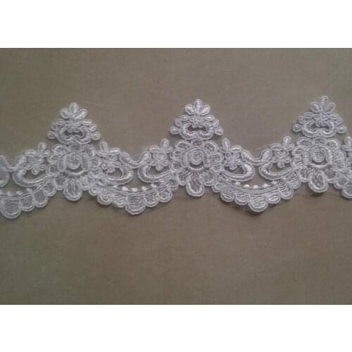 2 Meters/lot 10cm Width Embroidered Lace Fabric Refined White Ivory Lace Wedding Dress Accessories Lace Trim