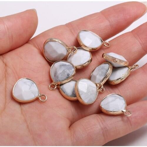 3pcs Natural Stone Pendants Water Drop Shape White Turquoises Faceted Charms for Handmade Necklace DIY Jewelry Making 13x18mm
