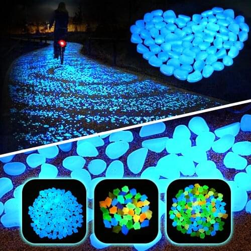 300pcs Glowing Stones Glow in the Dark Garden Pebbles Outdoor Fish Tank Decor Walkways Garden Path Patio Lawn Luminous Stones
