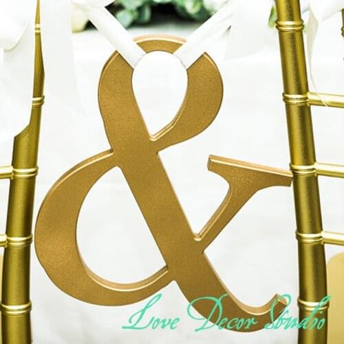 Ampersand Chair Sign - 12 Inch Wooden Ampersand Sign Photo Prop for Wedding Photos