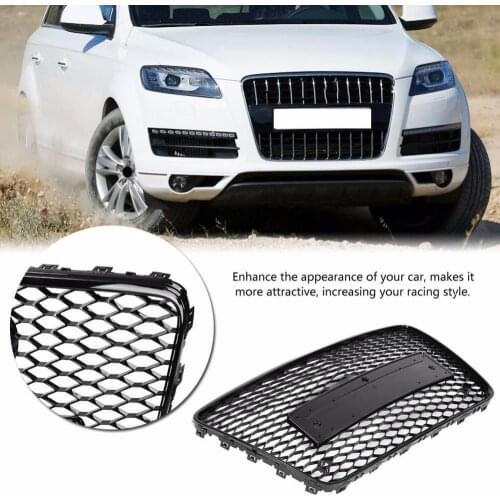 For RSQ7 Style Front Sport Hex Mesh Honeycomb Hood Grill Black for Audi Q7 4L 2007-2015 Car-styling Accessories
