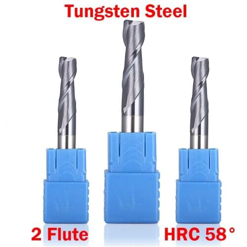 4mm 5mm 6mm 7mm 8mm 9mm OD Tungsten Carbide TiAIN Coated 2 Flute HRC58 CNC Cutting Tool Router Bit Milling Cutter Flat End Mill