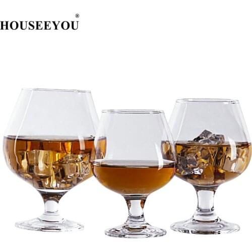 HOUSEEYOU 2Pcs/lot Brandy Short Cup Crystal Wine Glass for Bar Cocktail Short Beer Glasses Drinking Whiskey Snifters Cigar Cups