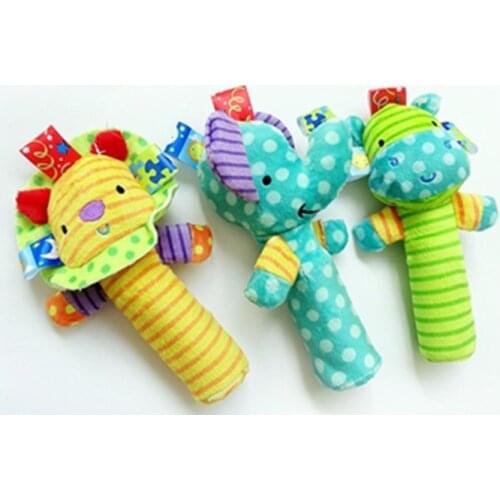 Infant Baby Rattles Toys 0-12 Months BIBI Bar Babyfans Cute Animal Plush Hand Baby Dolls Mobiles Stuffed Baby Rattles Toy Puppet