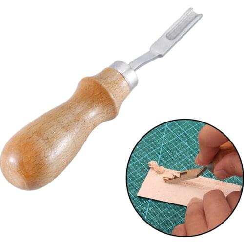 Sharp French Style Leathercraft Leather Edge Beveler Leather Cutting Skiving Trimming Tool Wood Handle Leather Craft Tool