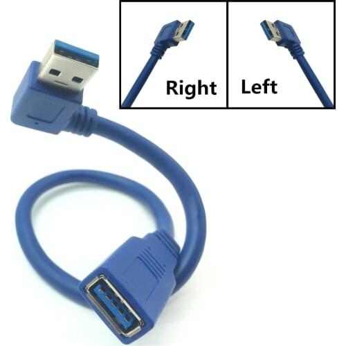 USB Extension Cable Cord Super Speed USB 3.0 Cable Male to Female Data Sync USB Extender Extension Cable 90 Degree Right Angled