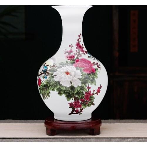 Jingdezhen Ceramics Small Vase Decoration Flower Arrangement New Chinese Style Home Living Room Wine Cabinet Decoration Craft An