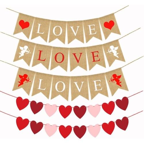 Valentines Day Cupid Love Banner Baby Shower Anniversary Country Wedding Home Happy Birthday Party Decoration Flag