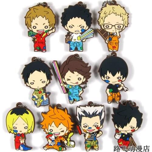 Haikyuu Anime keychain Oikawa Tooru Kozume Kenma Kuroo Tendo Satori Koutarou Hinata Rubber strap/mobile phone strap D236