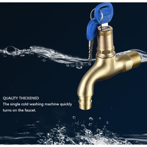 Kitchen Bibcock Tap G1/2 Thread, Anti-theft Faucet Public Basin with Lock Keys, Water Tap Bibcock Faucet for Garden Outdoor