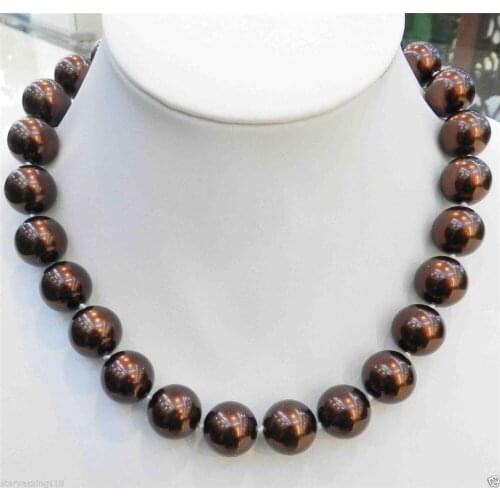 Beautiful 16mm Brown Coffee South Sea Shell Pearl Necklace 18" AAA