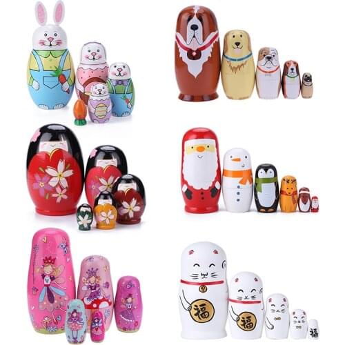 1 Set Wood Russian Nesting Dolls Matryoshka Dolls Babushka Handmade Basswood Nesting Dolls Set for Kids Gifts Crafted Home Decor