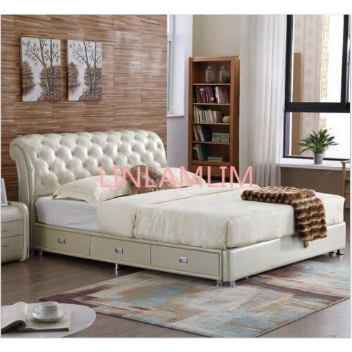 Real Genuine leather bed frame Soft Beds Home Bedroom Furniture camas lit muebles de dormitorio yatak mobilya quarto bett