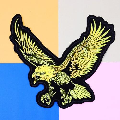 Animals golden Eagle Embroidery Clothes Patch Iron Appliques For Sewing,locomotive decoration, Shoes Bags DIY Decoration Patches