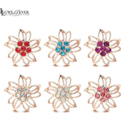 New Component 074 Flower Crystal 18mm Metal Snap Button For Bracelet Necklace Interchangeable Jewelry Accessorie Findings